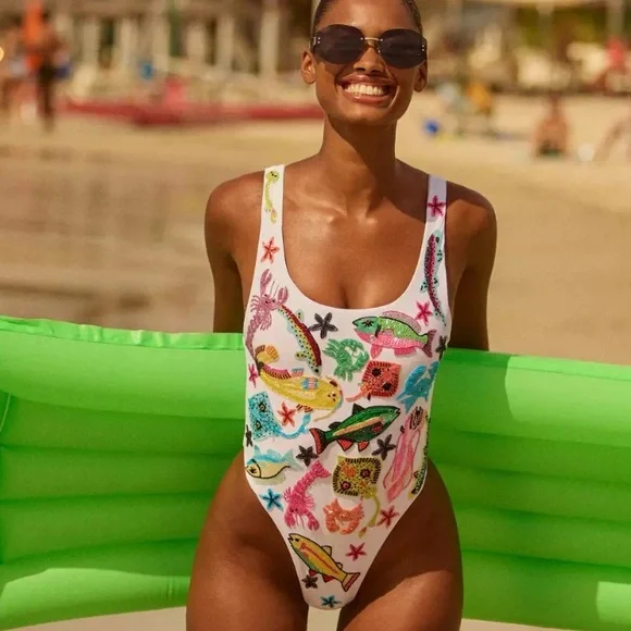 Oceanus Arizona beaded one piece swimsuit - Picture 4 of 7